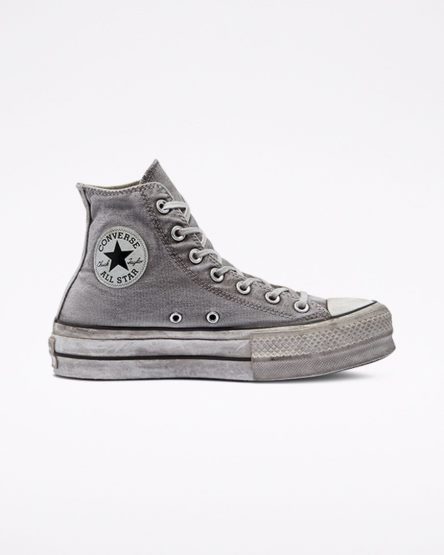 Women's Converse Chuck Taylor All Star Lift Smoked Canvas High Top Platform Shoes Grey / White | AU 1E93CQ